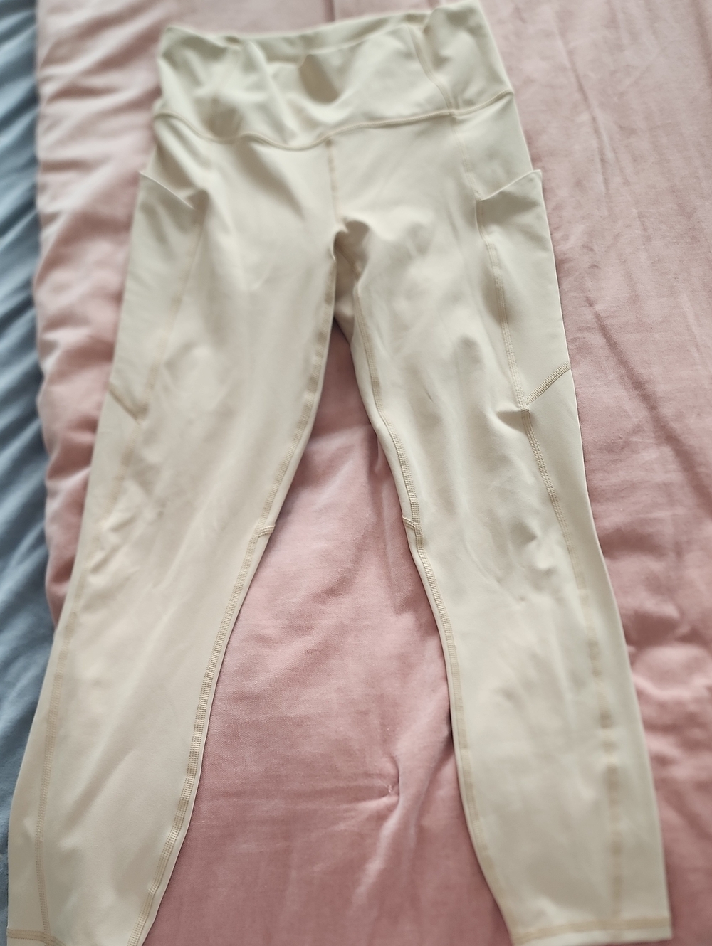 Fabletics PureLuxe Cream/tan High-Waist Leggings with Side Pockets